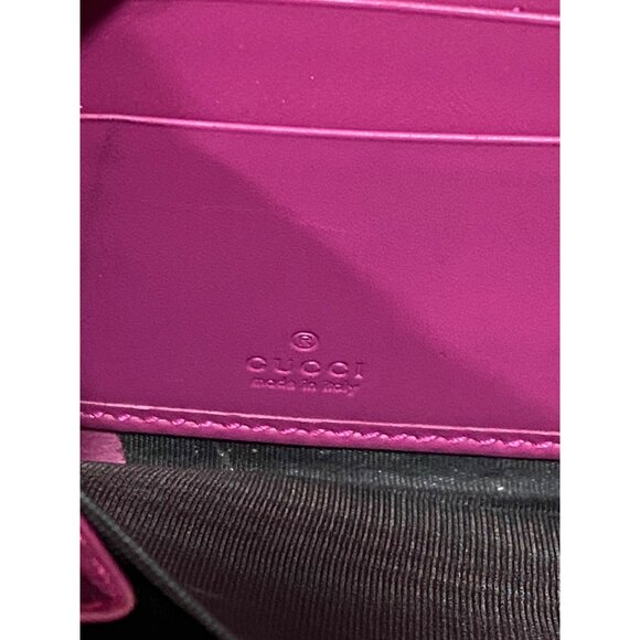 Gucci Guccissima Bow Zip Around Long Wallet in Fuschia - Picture 9 of 9